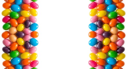 Obraz premium Vibrant easter sunday eggs border frame with colorful candy coating