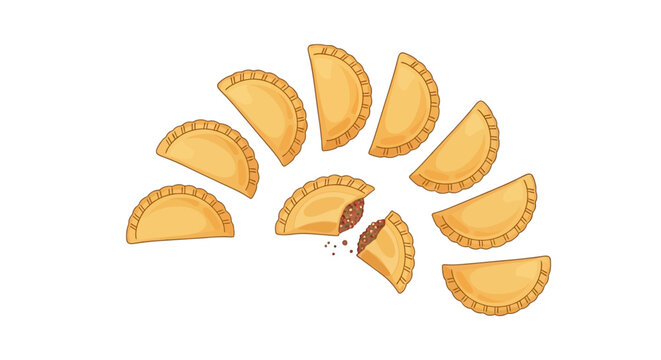 Assorted Empanadas Arranged in a Circular Pattern.