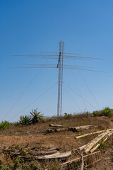 Obraz premium Telecommunications antennas on top of Morro Verde, the highest mountain in São Vicente, Cape Verde.