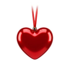 Obraz premium A shiny red heart ornament with a ribbon