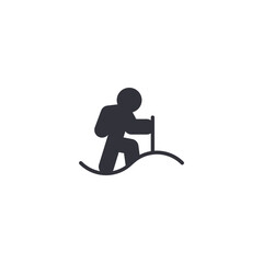 Fototapeta premium Surfing person icon representing vacation activity, beach lifestyle, adventure, and recreational experiences for travelers.