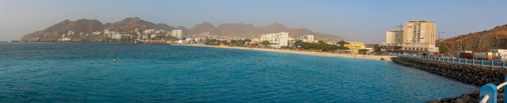Panoramic view of Laginha beach in Mindelo, S&atilde;o Vicente, Cape Verde