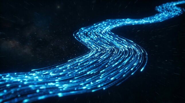 Vibrant Sapphire Light Beam with Sinusoidal Wave Pattern