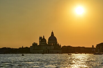 Obraz premium Italy, Venice, September 29, 2025, San Giorgio Maggiore is one of the islands of Venice, in northern Italy, located south of the main group of islands. Sunset