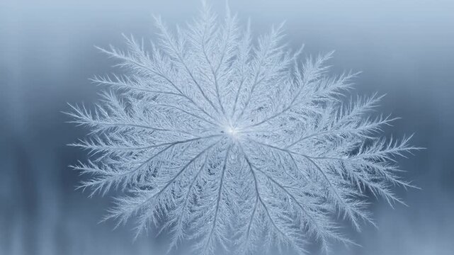 Closeup view of intricate ice crystal formation on a cool surface
