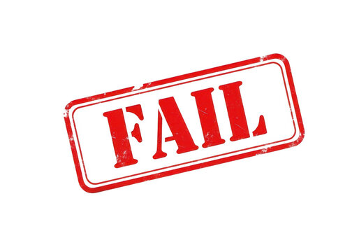 A red fail stamp on a white background isolated on transparent background