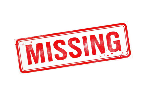 A red stamp with the word missing isolated on transparent background