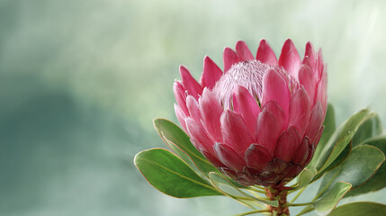 Close-Up of a Vibrant Pink Protea Flower in Soft Light