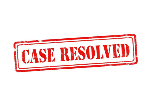 Case resolved rubber stamp isolated on transparent background