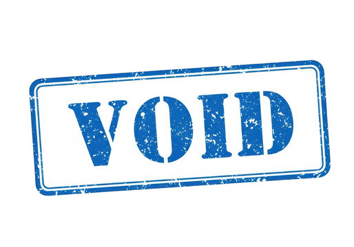 A blue stamp with the word void isolated on transparent background