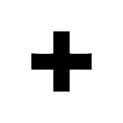 Obraz premium Bold black plus sign or cross symbol, a simple graphic element for addition, health, or positive concepts.