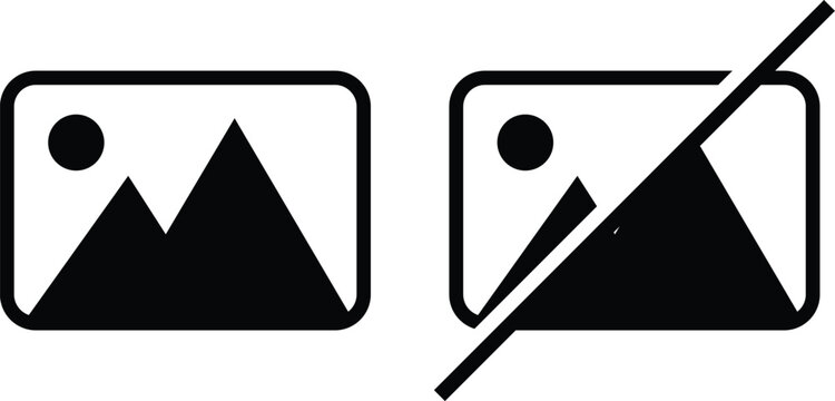 Picture and no picture vector icon set Not found or available image in the gallery or album.  