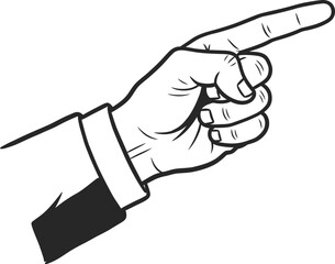 A hand pointing to the right with index finger extended