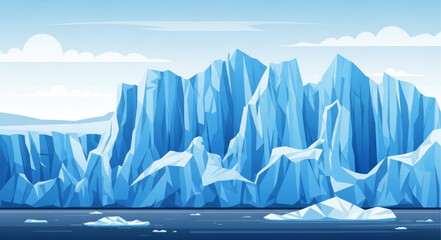 Majestic Blue Iceberg Floating in Ocean Waters. © wardani