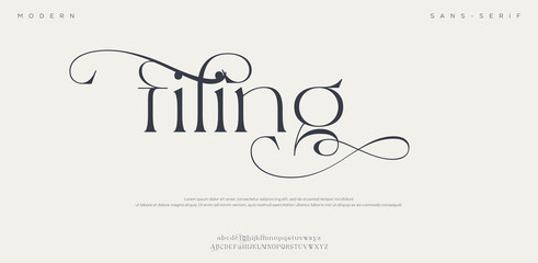 Elegant calligraphy typography design with the word 'filing' in black ink © Money