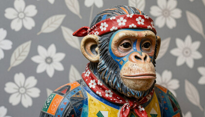 Fototapeta premium Colorful Chimpanzee Art Sculpture