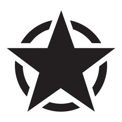 Fototapeta premium Black star icon and vector illustration of a black and white star shape on white background 