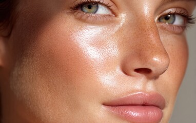 Fototapeta premium Daytime Close-Up of a Woman’s Clear-Faced Natural Beauty