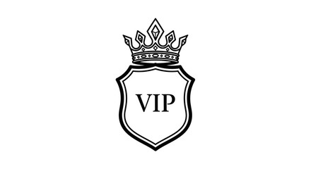 VIP Shield Logo with Crown Emblem Design.