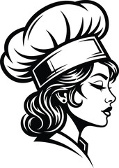 Illustration of a female chef in a classic toque