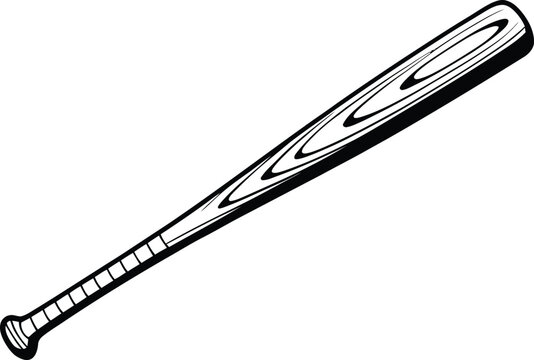 Black and white illustration of a baseball bat