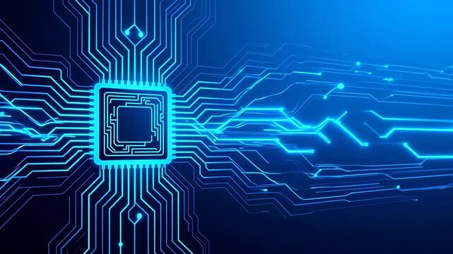 Circuit board with glowing pathways