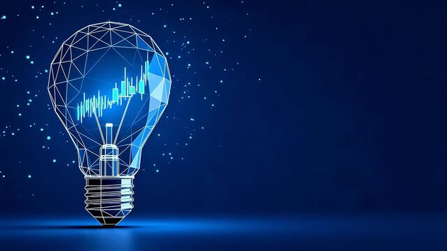 Light bulb with rising graph