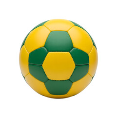 Fototapeta premium A vibrant yellow and green soccer ball against a solid Brazil, green and yellow colors in 2026 soccer world championship