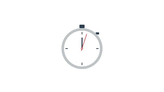 Flat Minimalist Stopwatch Icon Animation on White Background
