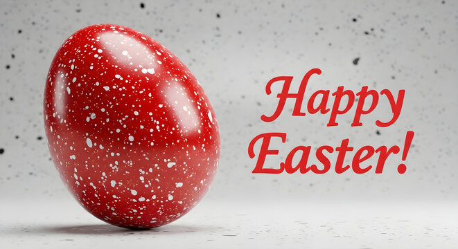 Happy easter celebration with red glitter egg decoration