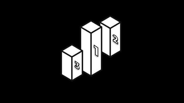 Isometric 3D Winners Podium with Numbers on Black Background