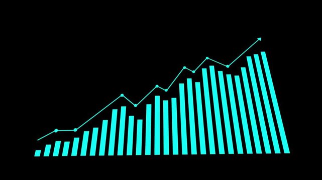 Business growth concept in allusive graph chart showing marketing sales profit increasing to target . Excellent financial status of corporate business rise up. technological advancements and growth .