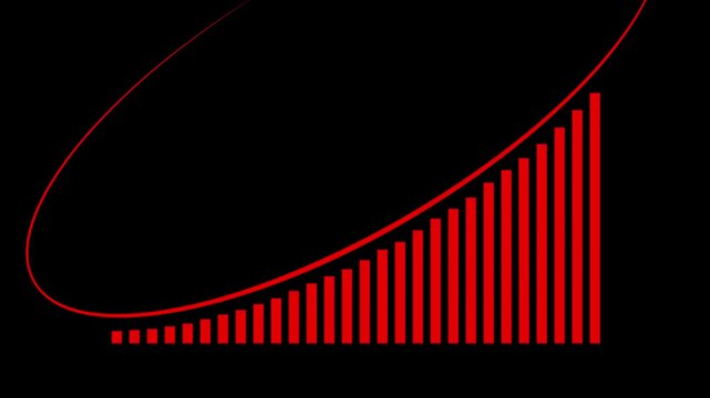 Business growth concept in allusive graph chart showing marketing sales profit increasing to target . Excellent financial status of corporate business rise up. technological advancements and growth .