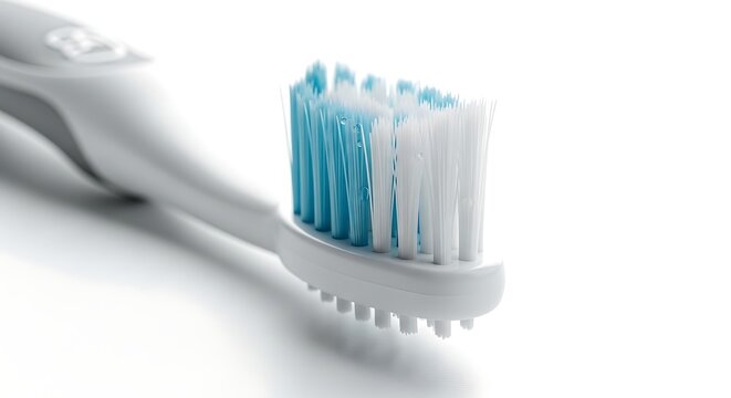 Close-up of toothbrush bristles on a white surface