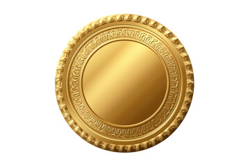 Gold coin blank medallion showing a shiny metal surface with decorative border on a transparent background
