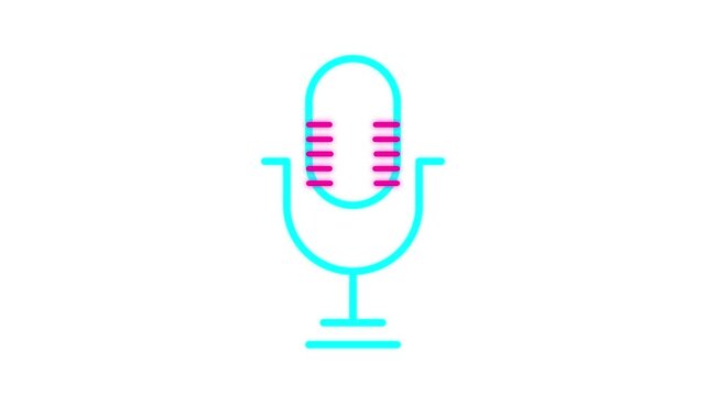 Neon Microphone Icon for Podcast and Audio Recording