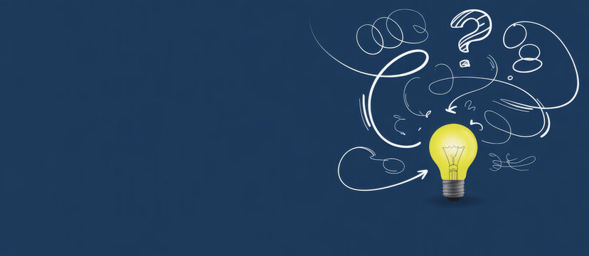Brainstorming concept with a light bulb 

