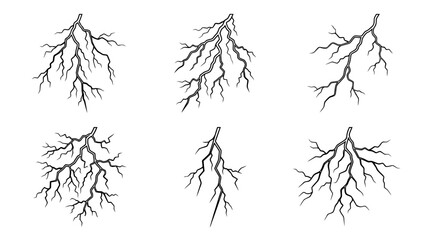 Fototapeta premium lightning , realistic line art vector set , white background , PNG and SVG isolate