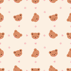 Fototapeta premium Cute baby bear seamless pattern vector design.