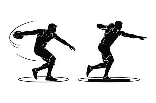 Discus Thrower and Shot Putter Silhouettes
