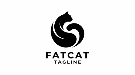 Fototapeta premium This logo features a minimalist design of a stylized fat cat, representing comfort and playfulness, ideal for a brand focusing on pet care or lifestyle.