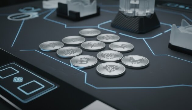 Assortment of Intricately Designed Faction Tokens for Tabletop Gaming, Showcasing Unique Emblems