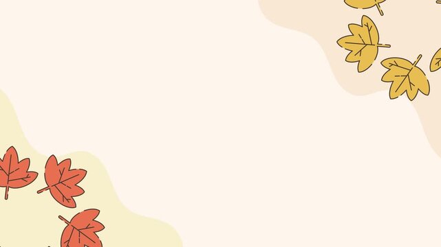 Seamless Spinning Maple Leaf Animation on Pastel Cream Autumn Background. Elegant autumn background featuring spinning maple leaves on a cream pastel backdrop with wide copy space for seasonal content
