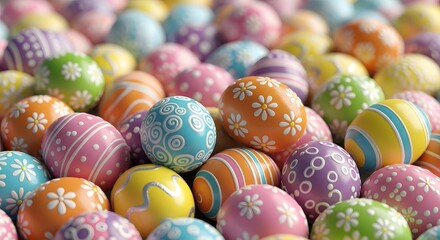 Fototapeta premium Colorful Easter eggs with floral patterns and designs