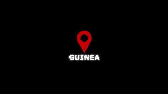 Location marker with Guinea text on black background map pointer