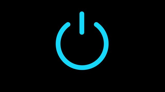 Simple power on off icon design in black color isolated on a grey background.4k video animation.