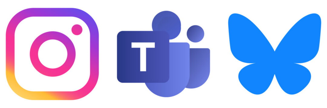 Instagram Microsoft Teams Bluesky Icons