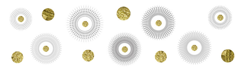 Line sun ray set. Star burst icon, sunburst radial shapes collection