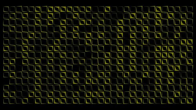 Gold diamond tile grid animation with repeating rhombus cells and subtle glow on dark background