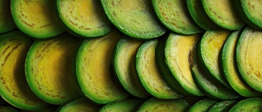 Sliced avocado pattern green yellow texture food background